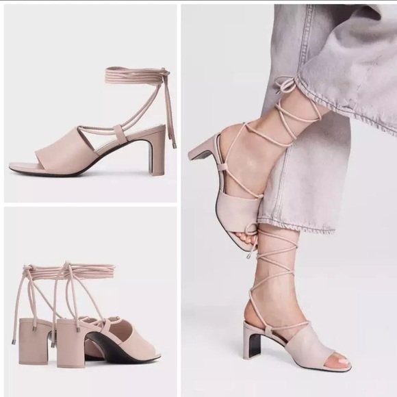 Rag & Bone Emma Leather Tie Heel Sandal In Shasow Pink Size 36 (US 5.5) New - Picture 1 of 10